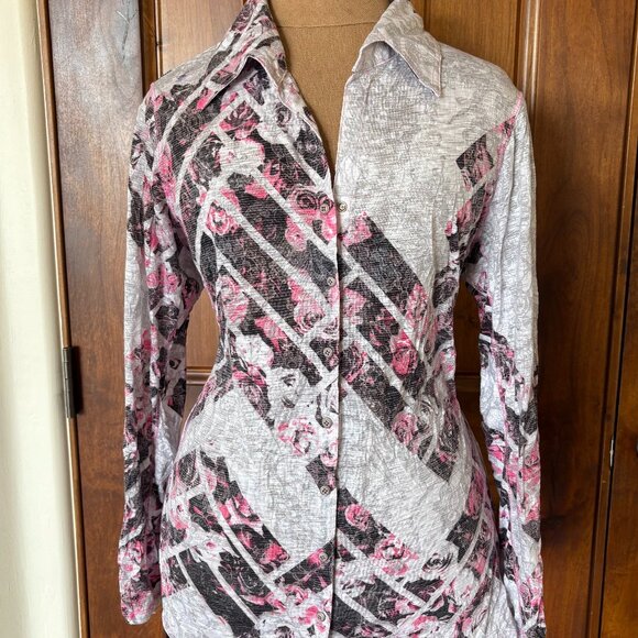 David Cline "PETAL" Crushed Button Up Long Sleeve Shirt - Picture 1 of 4